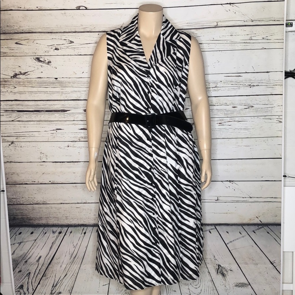 Jones New York 22W Animal Print Shirt Dress w Belt